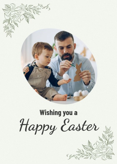 Simple Literary Hand Painted Leaves Family Record Easter holiday Greeting card