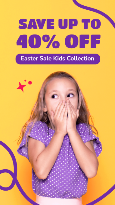 Purple Line ELement Easter Children's Fashion Sale Promotion Ecommerce Story预览效果