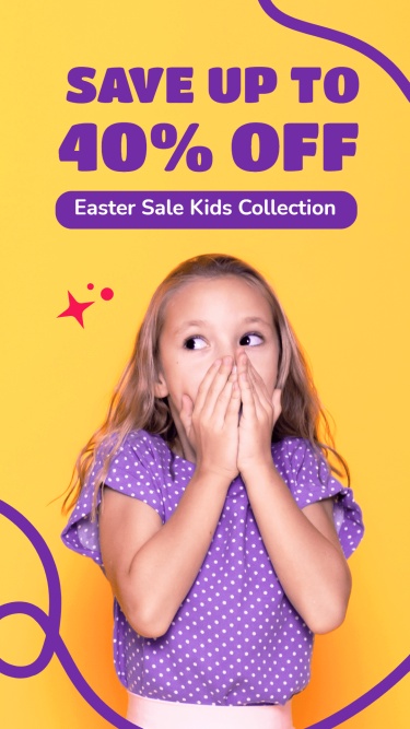 Purple Line ELement Easter Children's Fashion Sale Promotion Ecommerce Story