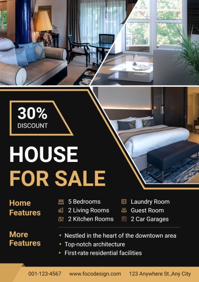 Simple Geometry Frame House Listing For Sale Discount Real Estate Flyer