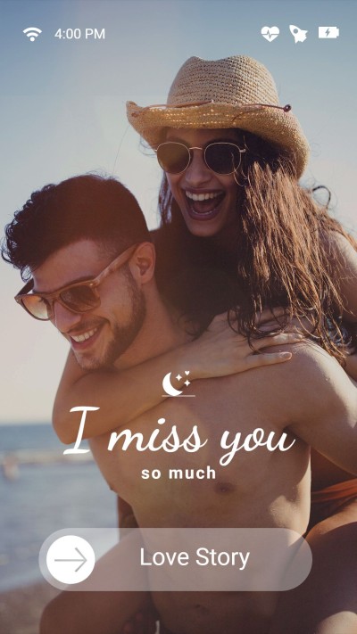 Retro Style Mobile Interface Simulation Seaside Couple Moment Record Instagram Story