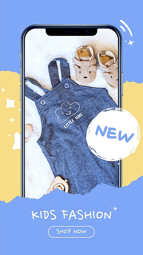 Blue Paper Tear Element Children's Fashion Sale Promotion Ecommerce Story