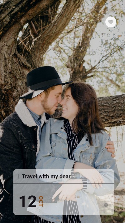 Literary Style iPhone interface simulation Couple Happy Moment Record Instagram story