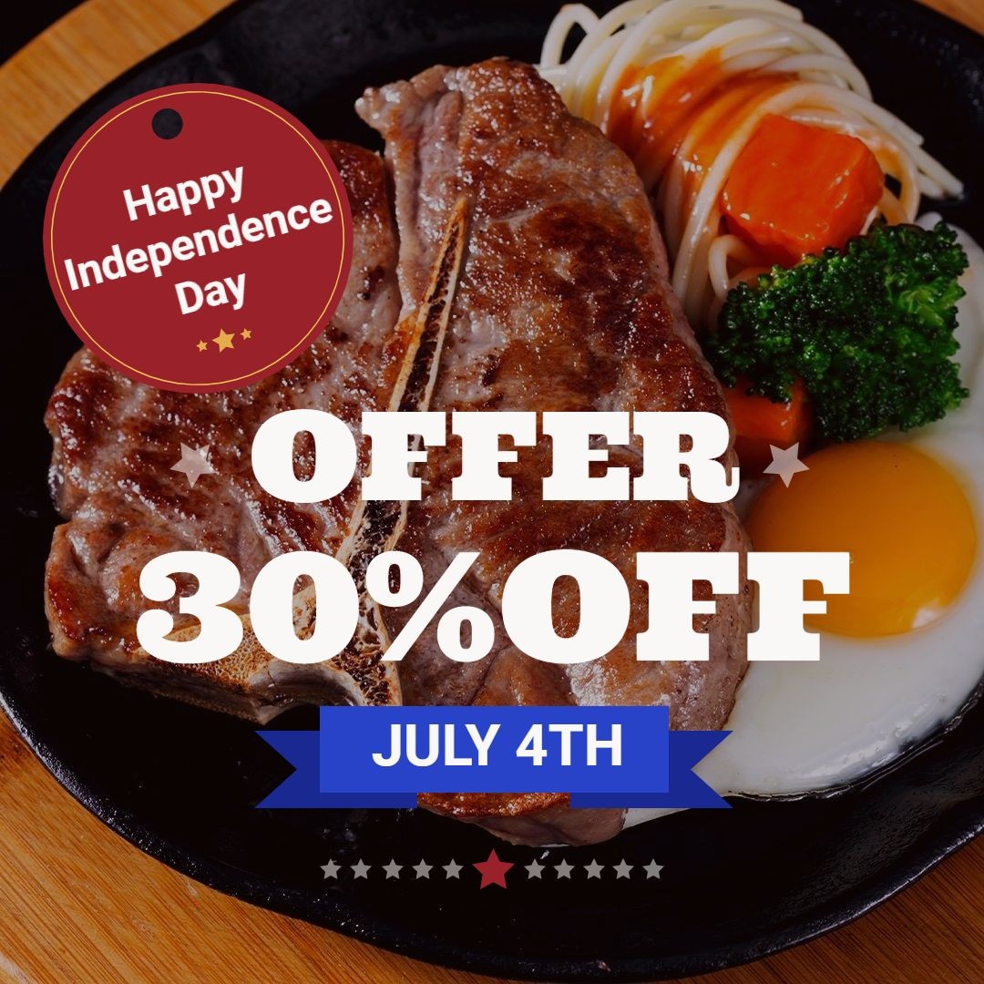 Steak and Egg Independence Day Fourth Of July Restaurant Food Discount Promotion Ecommerce Product Image
