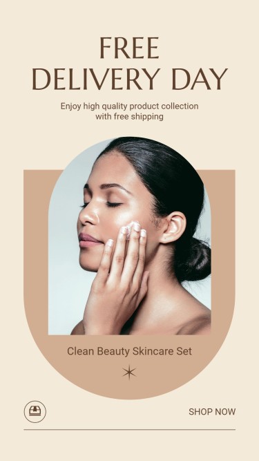 Free Delivery Day Skincare Cosmetics Sale Promotion Ecommerce Story