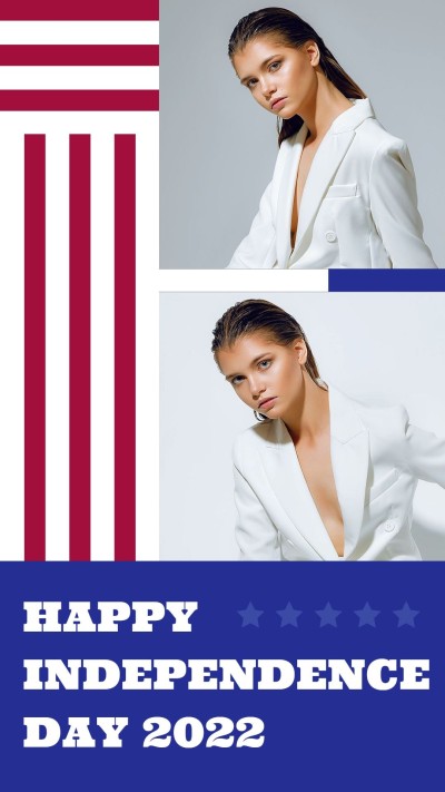 Simple Red Rectangle Pattern American independence day Celebrate Instagram story