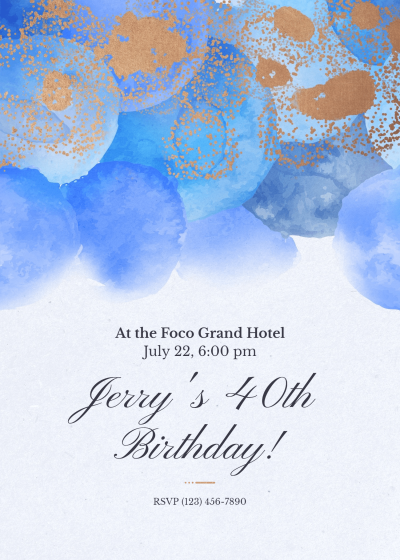 Watercolor Dot Birthday Invitation letter