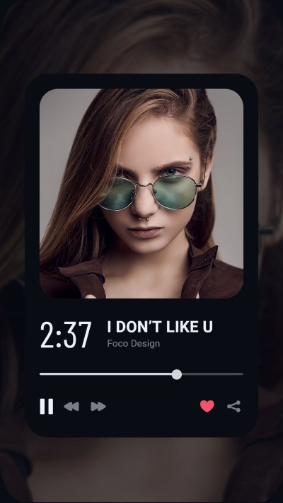 Fashion Music player interface simulation Cool Woman Show Instagram story