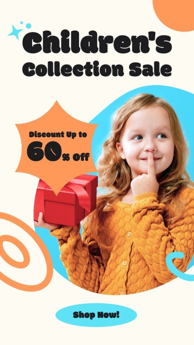 Orange Color Block Fashion Children's Collection Sale Ecommerce Story