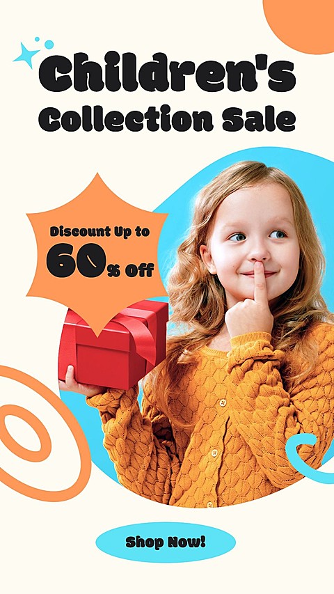 Orange Color Block Fashion Children's Collection Sale Ecommerce Story
