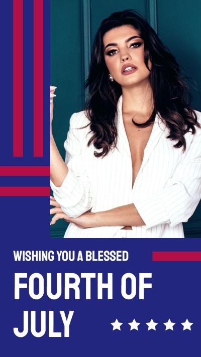Simple American independence day White Suit Woman Celebrate Instagram story