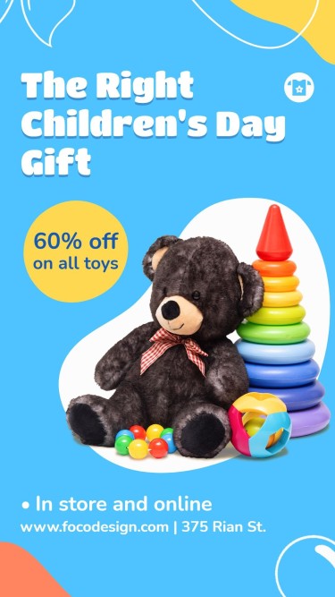 Toy Bear Children's Day Toy Discount Sale Promo Ecommerce Story