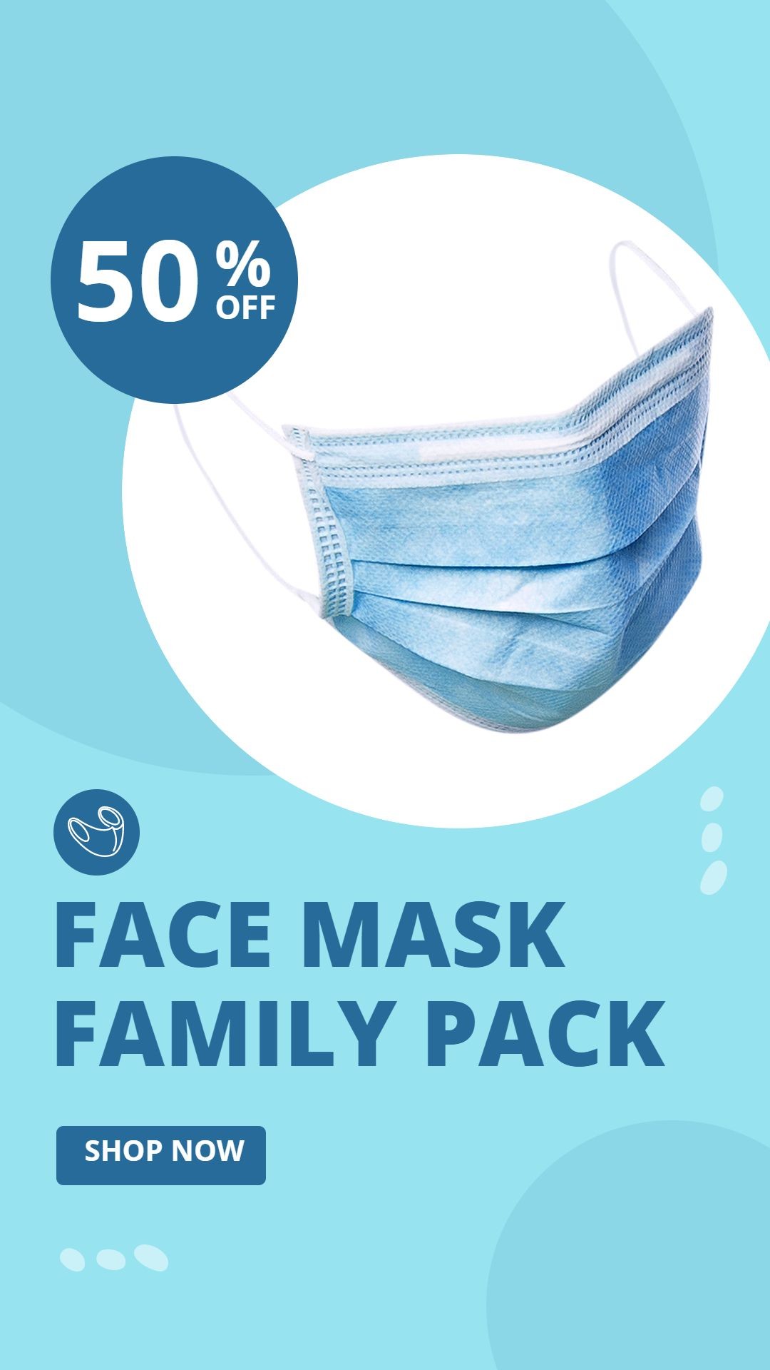 Circle Icon Home Medical Face Mask Sale Promo Discount Ecommerce Story预览效果