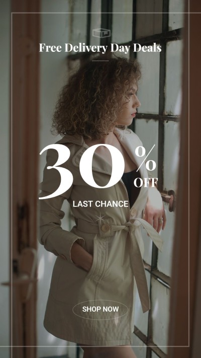 Window Girl Free Delivery Day Women's Fashion Sale Promotion Ecommerce Story