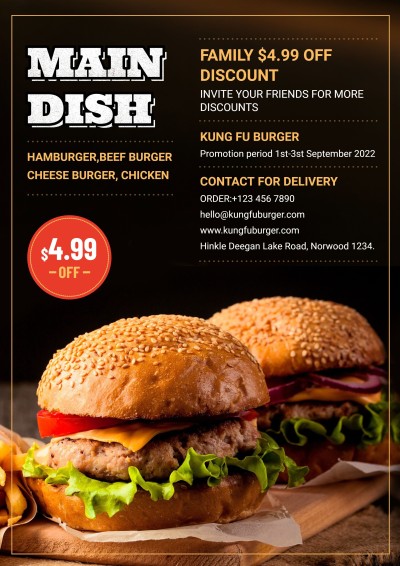 Burger Restaurant Discount Promo Food Flyer