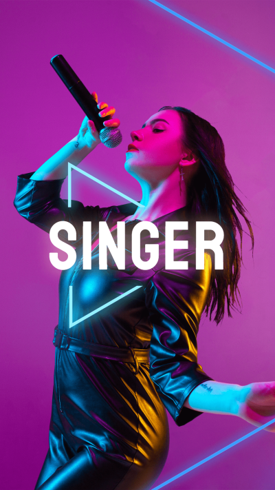 Neon Style Triangle Frame Female Singer Instagram Story