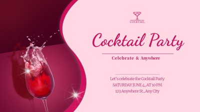 Simple Pink Line Decorate Cocktail Party Facebook Event Cover