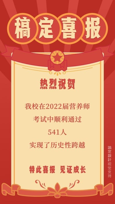 营养师资格考证喜报祝贺