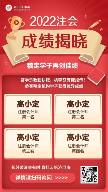 会计师成绩喜报海报预览效果