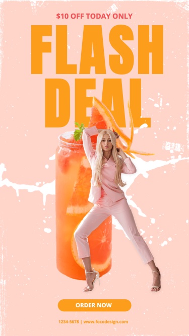 Fresh Juice Drinks Pop Flash Sale Promo Creative Campaign Ecommerce Story