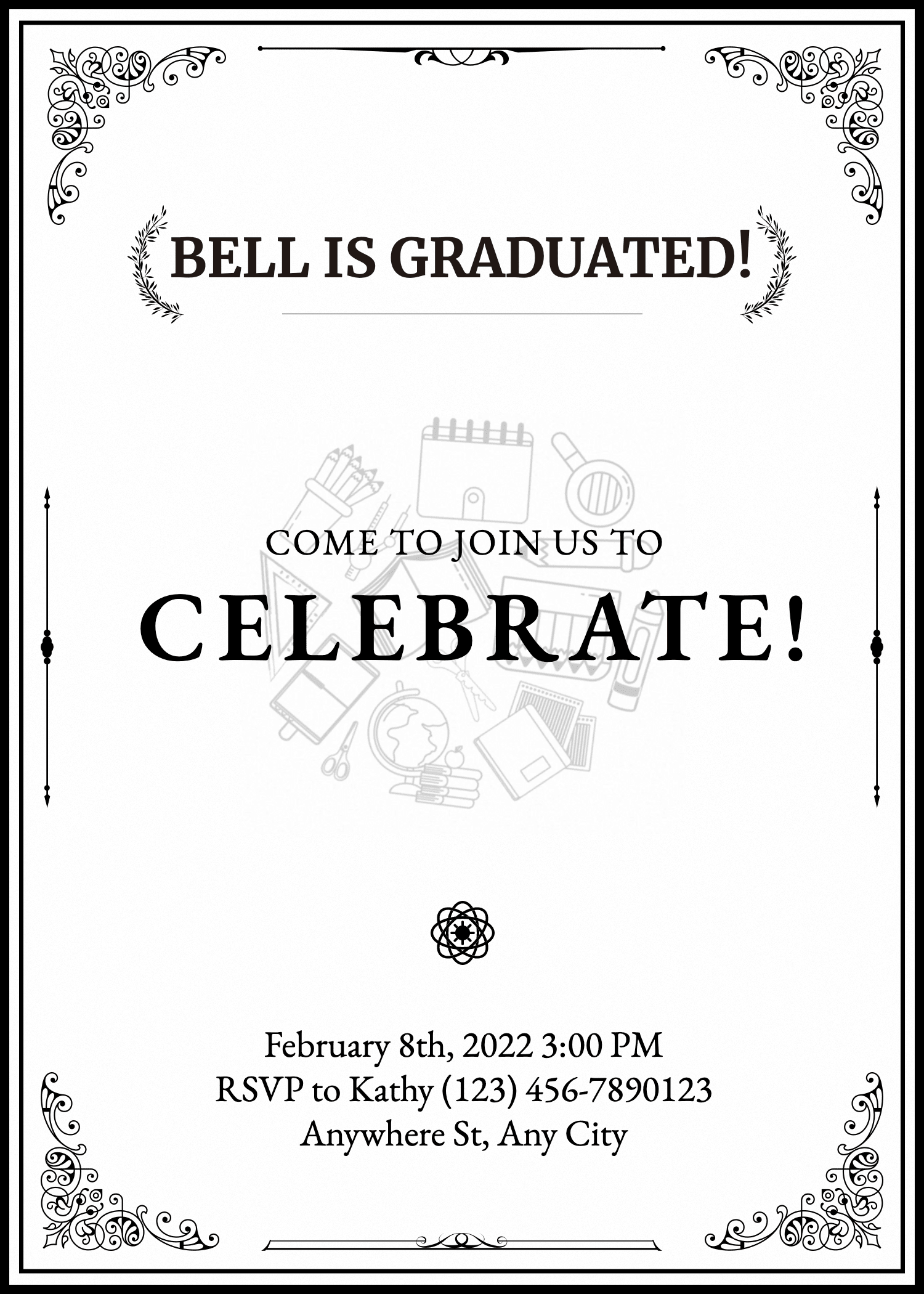 Figured Border Graduation party invitation letter
