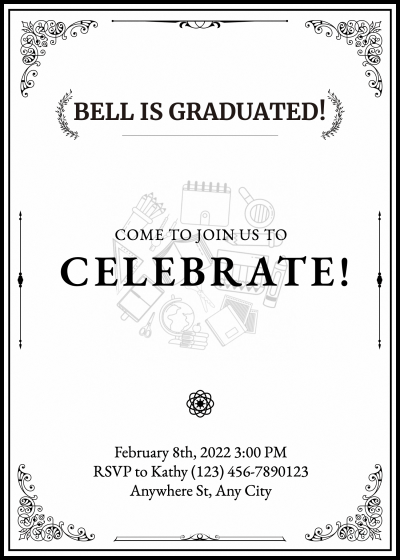 Figured Border Graduation party invitation letter