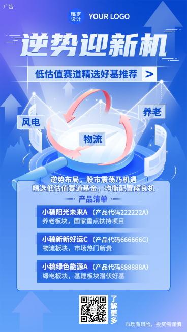 金融保险基金产品介绍推荐营销创意海报预览效果