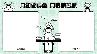 趣味简约插画打工人电脑桌面分区壁纸