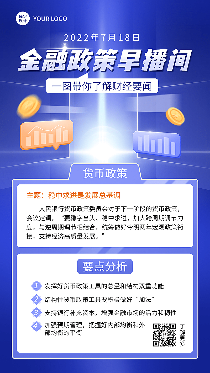 金融保险政策新闻资讯解读手机海报