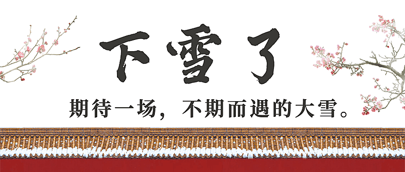 下雪寒潮降温大雪节气祝福红墙梅花公众号首图