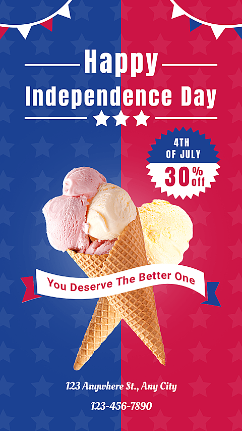 Independence Day Fourth Of July Ice Cream Cones Discount Sale Promotion Ecommerce Story