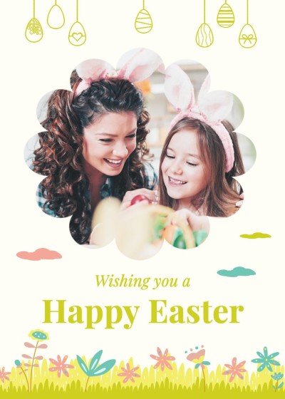Cute Cartoon Glassland Easter holiday Family Moment Record Greeting card