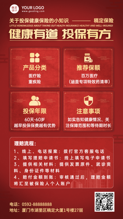 金融保险投保知识科普理念宣传海报