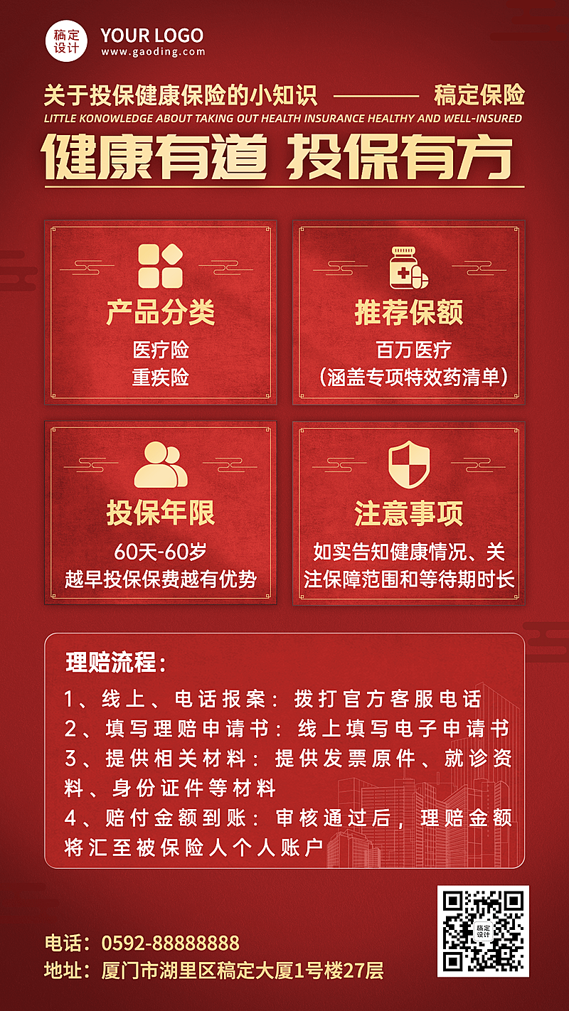 金融保险投保知识科普理念宣传海报