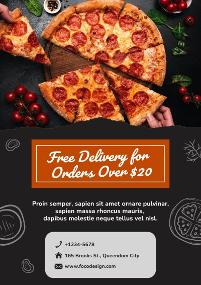 Literary Rectangle Frame Italian Restaurant Pizza Pizzeria Food Flyer