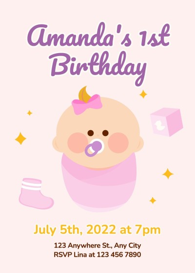 Cute Cartoon Infant Baby shower invitation