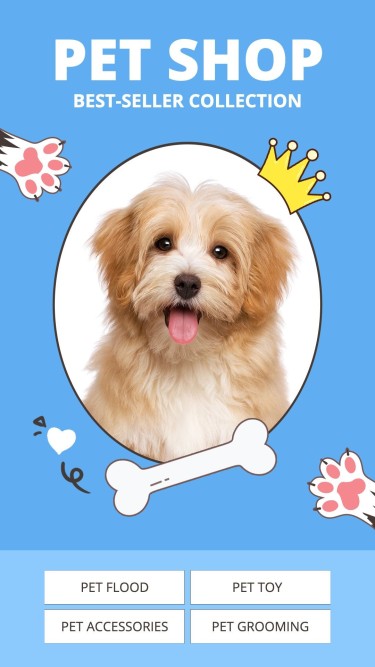 Crown Element Cute Style Pet Product Supplies Promo Ecommerce Story