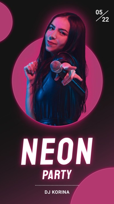 Creative Lights Circle Neon Party Instagram Story