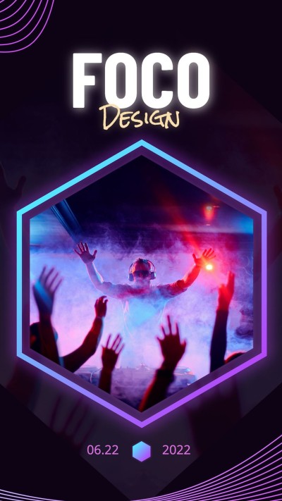 Neon style Hexagon Frame Element Moemnt Record Instagram story