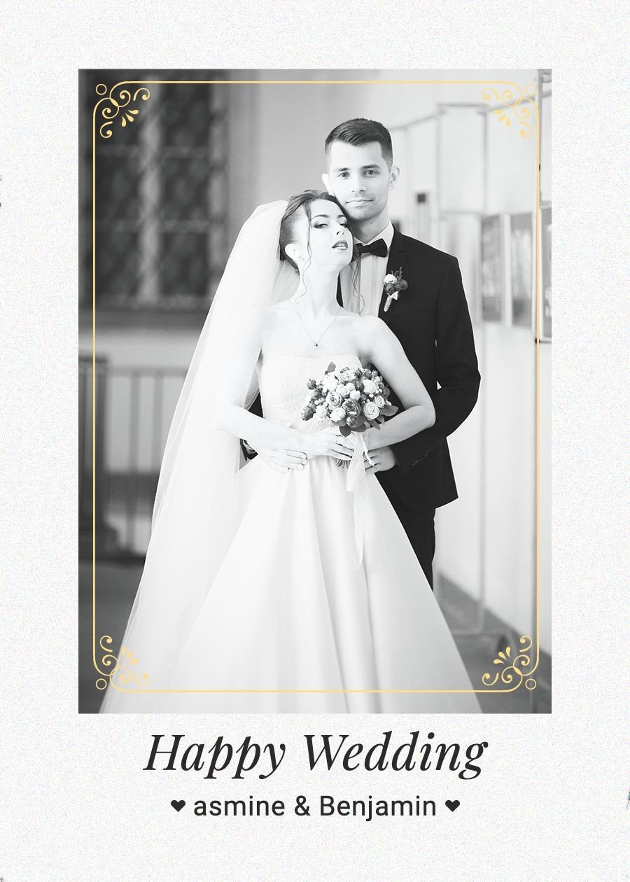Luxury Style Gold Pattern Frame Element Wedding Greeting card