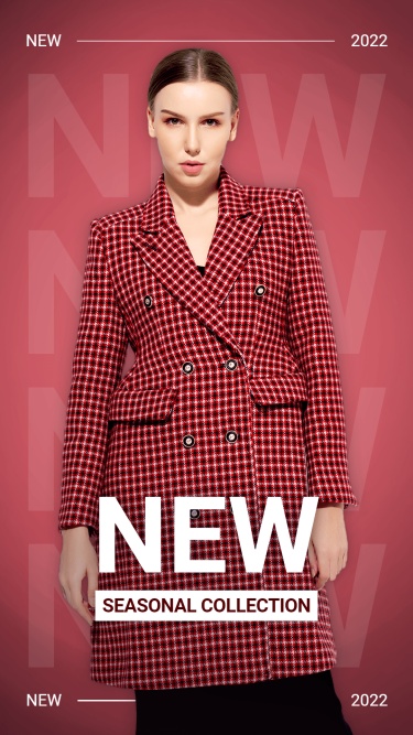 Fashion Women's Wear New Arrival Red Coat Display Ecommerce Story