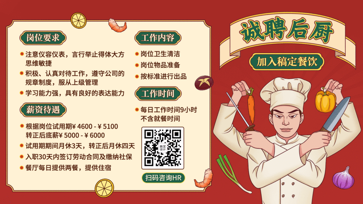餐饮门店员工招聘公告横屏动图预览效果