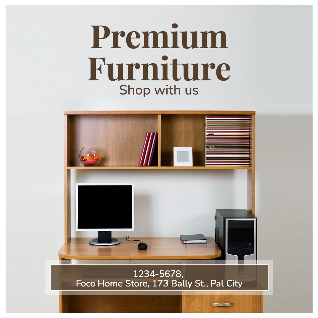 Premium Furniture Promo Home Office Desk Computers Bookshelf Ecommerce Product Image