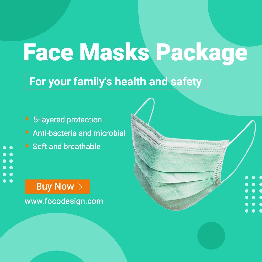Green Circle Element Home Medical Face Mask Promo Ecommerce Product Image预览效果