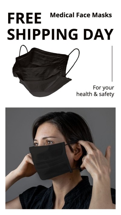 Free Delivery Day Face Masks Sale Promotion Ecommerce Story