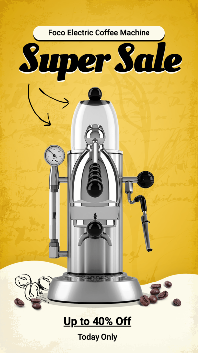 Coffee Machine Home Electronic Appliance Sale Promo Ecommerce Story