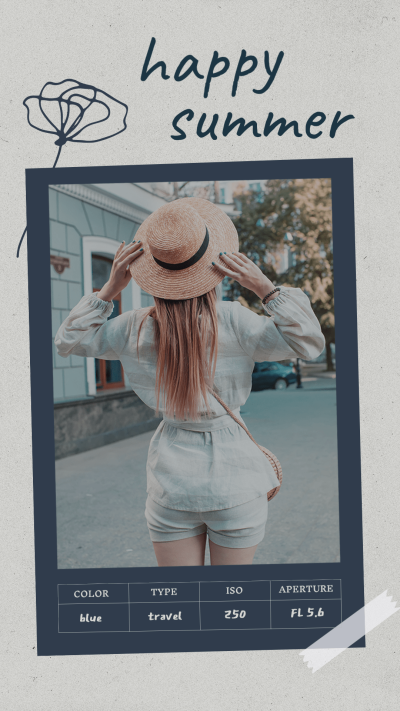 Retro Style Camera interface simulation Literary Woman Summer Moment Record Instagram story