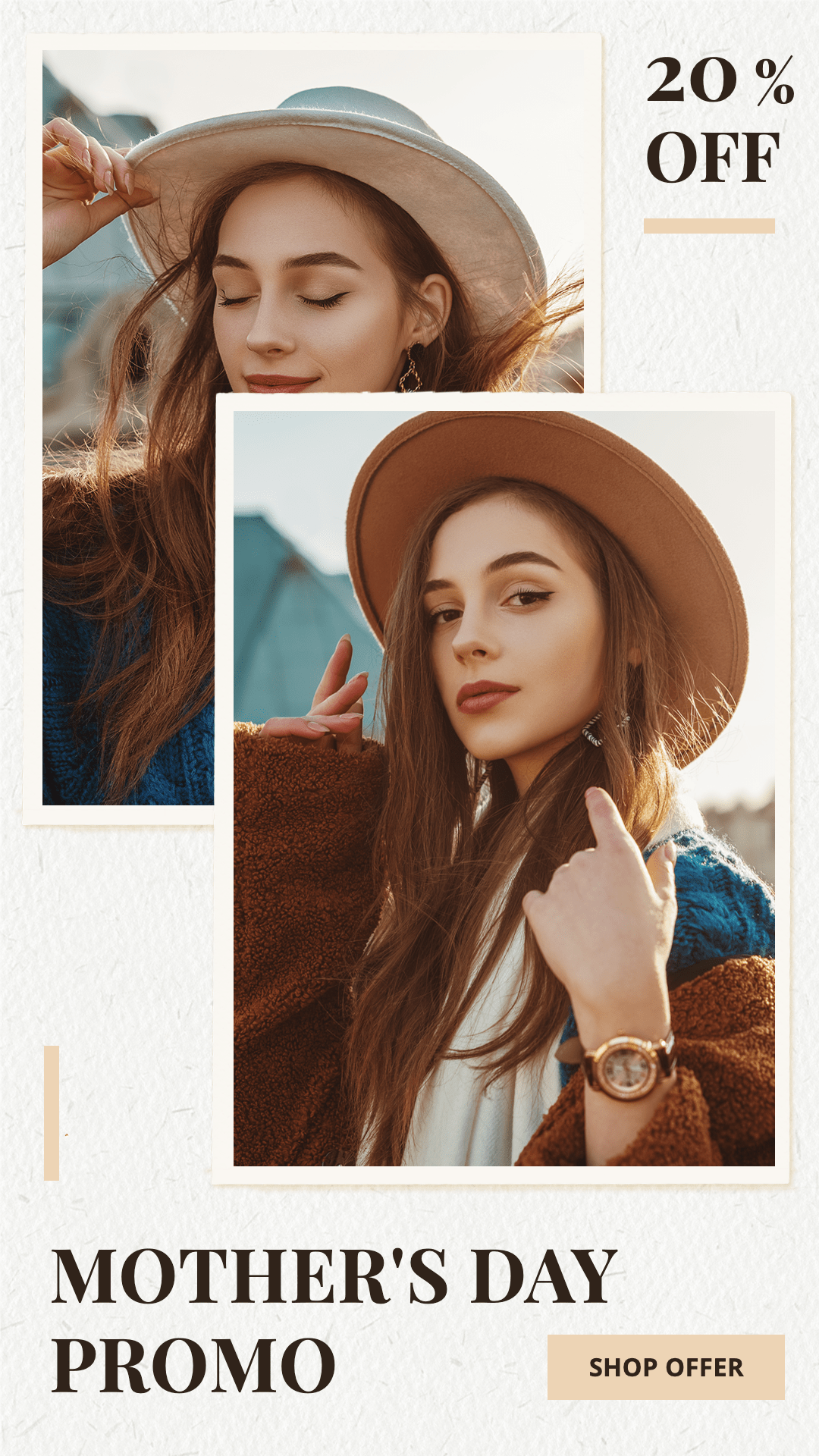 Texture Background Hat Girl Mother's Day Women's Fahion Sale Promotion Ecommerce Story预览效果