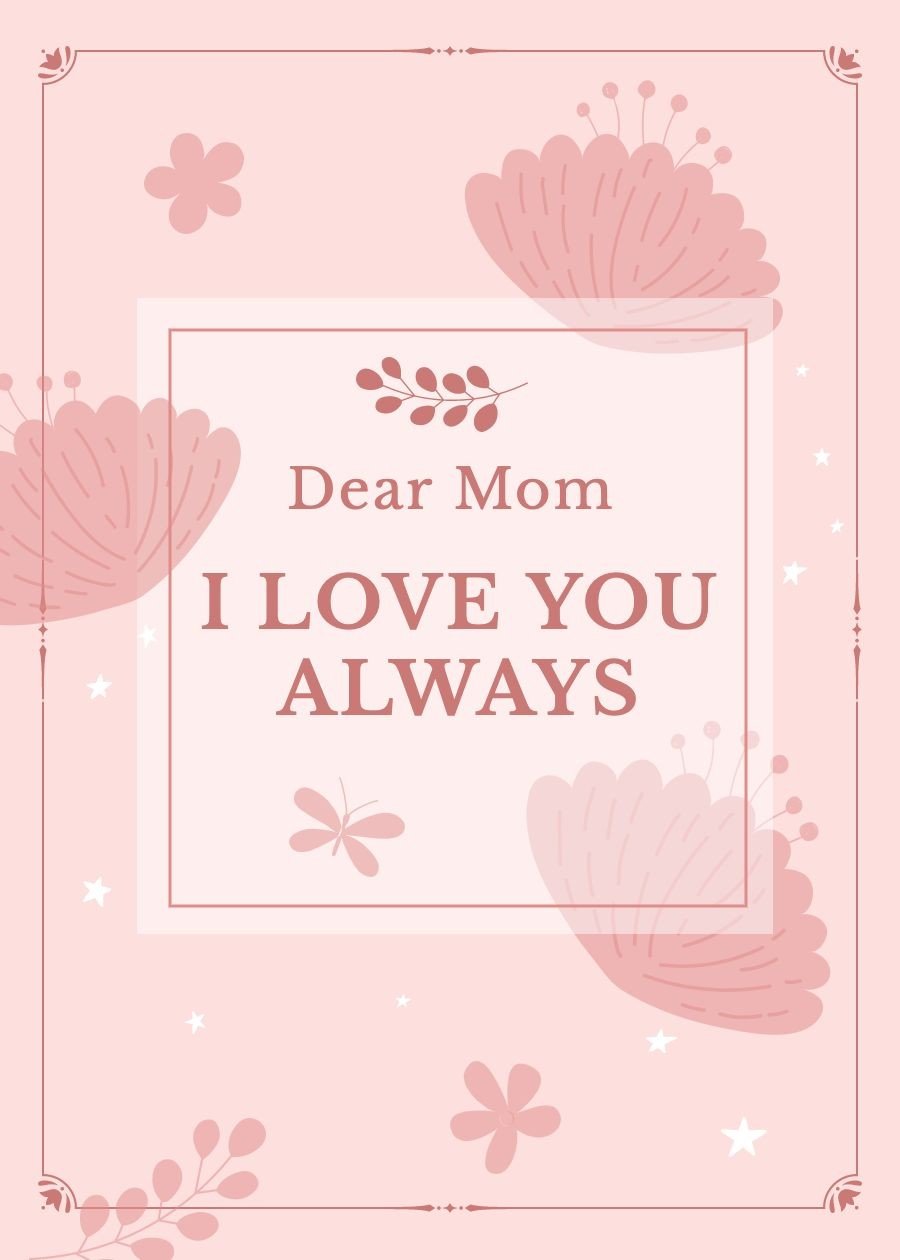 Literrary Style Pink Color Rectangle Element Mother's day Greeting card