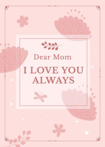Literrary Style Pink Color Rectangle Element Mother's day Greeting card